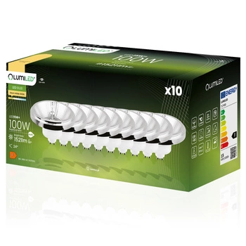 10x Žárovka LED ES111, GU10 15W = 100W 1521lm 3000K Teplá bílá 24° Stříbrná LUMILED