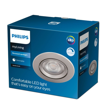 LED SPARKLE 5W 2700K Stmívatelné kulaté saténové svítidlo pro zápustnou montáž PHILIPS