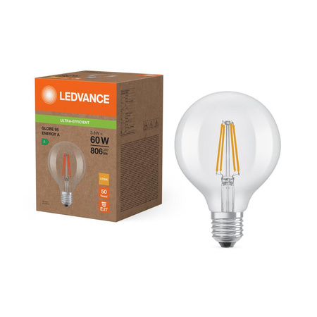 LED žárovka Ball E27 G95 3,8W = 60W 806lm 2700K Warm 300° Ledvance