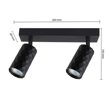 Spot Tuba Reflector Halogenové stropní svítidlo 2x GU10 Moving Black Glamour Masterled