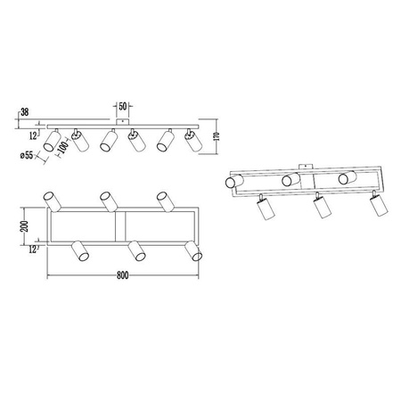 Lustr Stropní svítidlo Dekorativní 6x GU10 Black Masterled