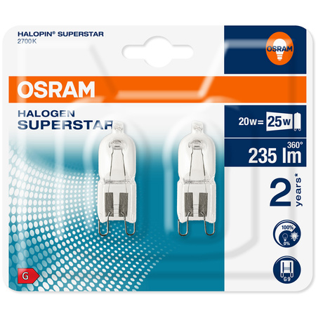 G9 halogenová žárovka 35W 460lm 2800K OSRAM HALOPIN Blister