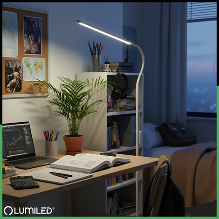 Stmívatelná stojací lampa LED 14W CCT s nastavením výšky LONGA 2 White LUMILED