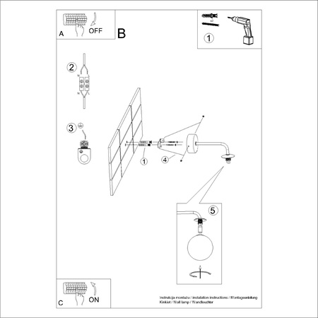 Nástěnné svítidlo Nástěnné svítidlo G9 Black White Astral French Sky SL.1661 Sollux