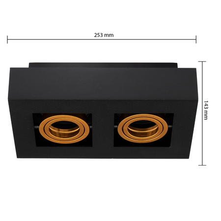 Svítidlo HALOGEN pro povrchovou montáž Pohyblivé 2x GU10 Obdélníkové černé 85mm NEMO