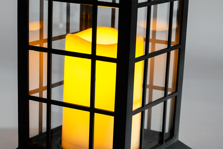 LED solární zahradní lucerna závěsná 32cm černá