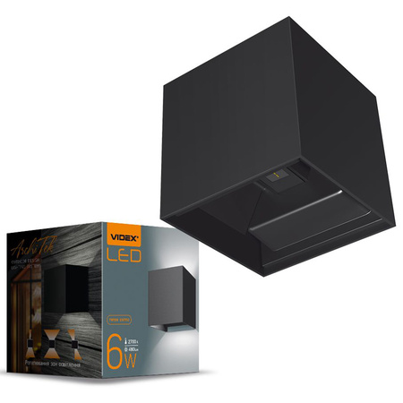 Zahradní nástěnná lampa Venkovní LED fasádní lampa 6W 580lm 2700k teplá bílá Black ERIC Videx