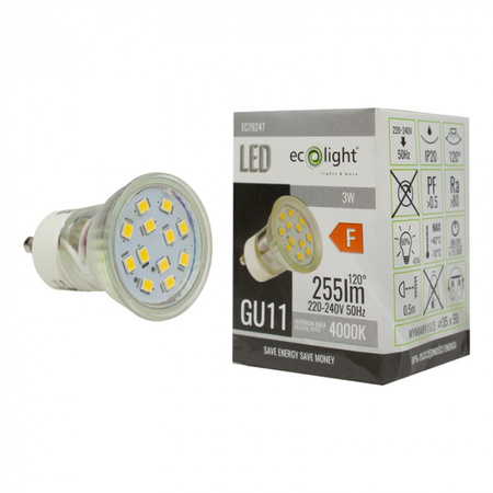 LED reflektorová žárovka GU11 GU10 3W 270lm 4000K Neutral Ecolight