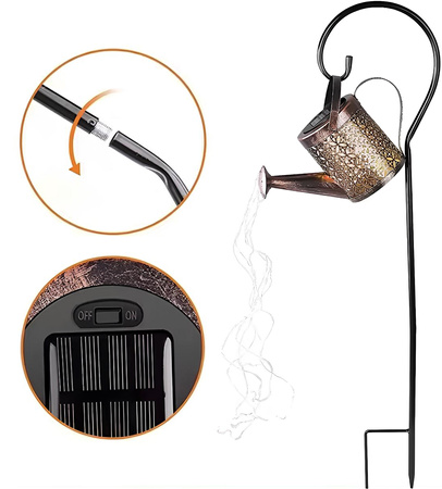 LED Solární Zahradní Lampa Venkovní Zapichovací Konvička Měděná IP44