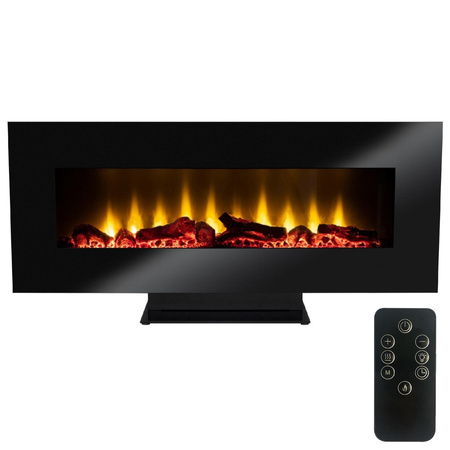 Elektrický nástěnný krb stojící sklo LED efekt plamene 900W / 1800W + dálkové ovládání