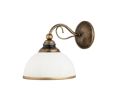 XSARA E27 Nástěnná lampa Down Light Skleněné stínidlo Classic White Antique Gold Jupiter