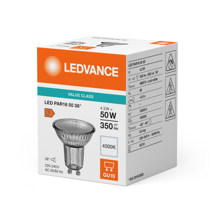 LED PAR16 GU10 4,3W = 50W 350lm 4000K neutrální bílá 36° LEDVANCE