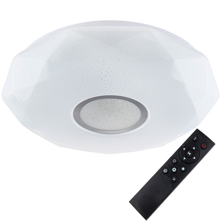 LED stropní koupelnový plafón 24W 3000-6500K White Round Diamond 39cm + dálkové ovládání