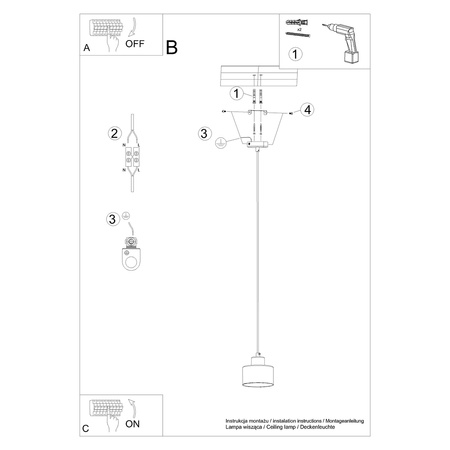 SAVAR 1 E27 Černá moderní stropní závěsná lampa SOLLUX