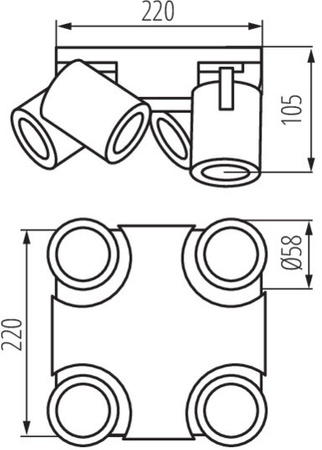 LED GU10 LED Reflektor Stropní světlo nastavitelné kulaté černé Laurin Kanlux