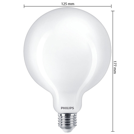 Globe E27 G120 LED žárovka 8.5W = 75W 1055lm 2700K Teplá bílá Filament Milky PHILIPS