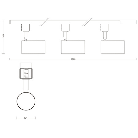 Sada závěsných světel pro autobusy 1m + 3x LED GU10 jednofázová bílá EasyLink Zilo Philips