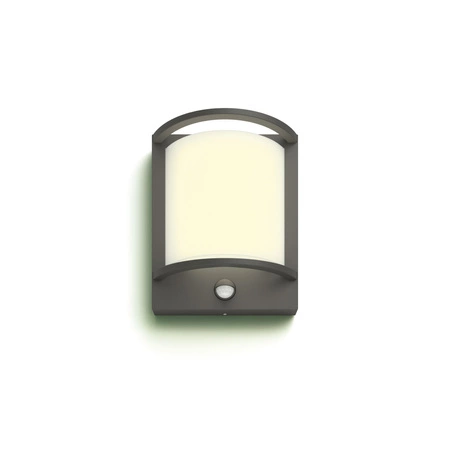 SAMONDRA 3,8W Senzor pohybu 2700K teplá IP44 Antracitová zahradní nástěnná lampa PHILIPS LED