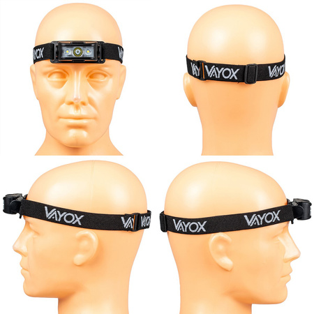 Dobíjecí čelová svítilna 100lm 100LM LED + 2XLED 5 režimů VAYOX