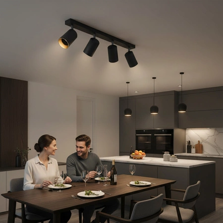 Páskové svítidlo Stropní a nástěnné LED svítidlo 4 x GU10 MARIBEL Black GOLDLUX (Polux)