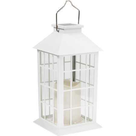 Solární LED zahradní lampa závěsná bílá 27cm