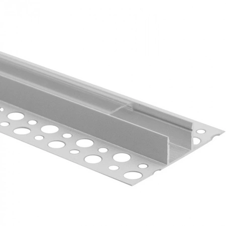 Hliníkový LED profil pro sádrokarton REGIPS Podprofil pro dlaždice bílý 2m s průhledným difuzorem pro LED pásky + koncovky GN Ecolight series