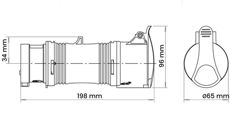 Redukční adaptér 16A - 32A 400V 4P IP44 Hermetický