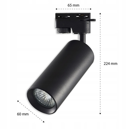 GU10 Black Track Light Lampa pro jednofázové koleje