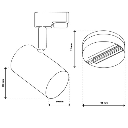 LUMILED HUMA RAIL KIT BLACK + SAGI RAIL SPOTLIGHT BLACK