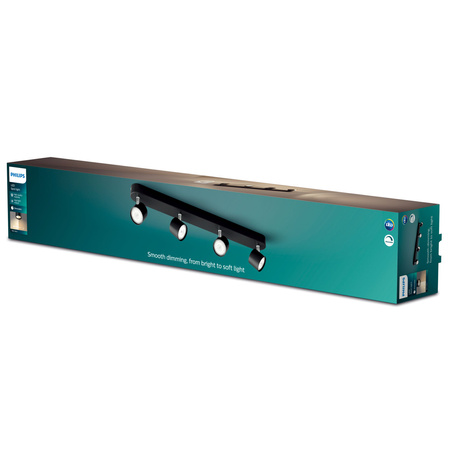 LED STAR stropní svítidlo 4x 4,5W 2700K stmívatelné reflektorové pohyblivé svítidlo černé PHILIPS