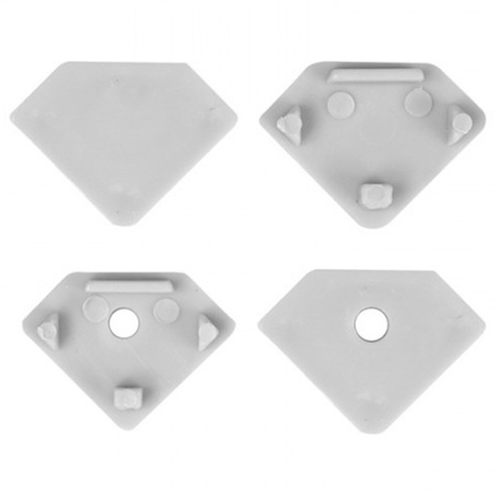 LED rohový hliníkový profil, povrchově eloxovaný 2m s průhledným difuzorem pro LED pásky + koncovky Ecolight řady R