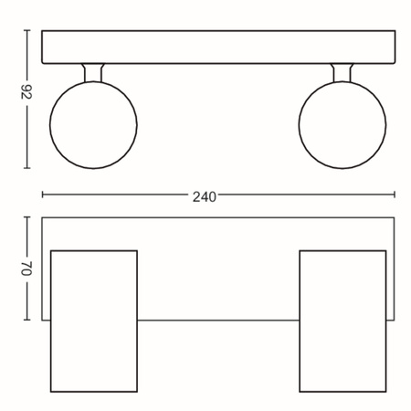 KOSIPO stropní svítidlo Reflektor 2x GU10 černý Pohyblivý PHILIPS