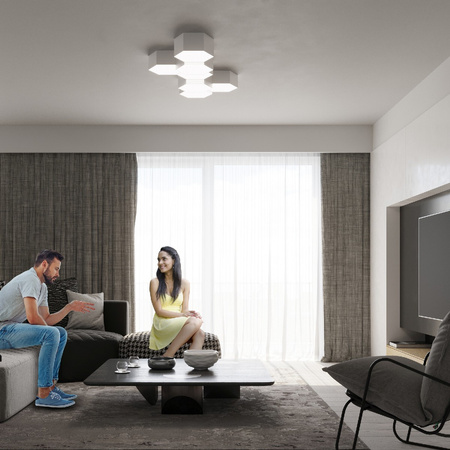 SUNDE 2xE27 LED stropní plafón 15cm šestihranné svítidlo Bílá SOLLUX