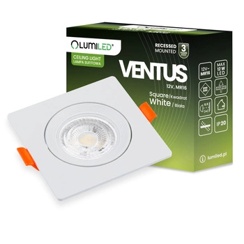 Halogenová Podhledové svítidlo GU10, MR16 Nastavitelná Čtvercová Bílá VENTUS LUMILED