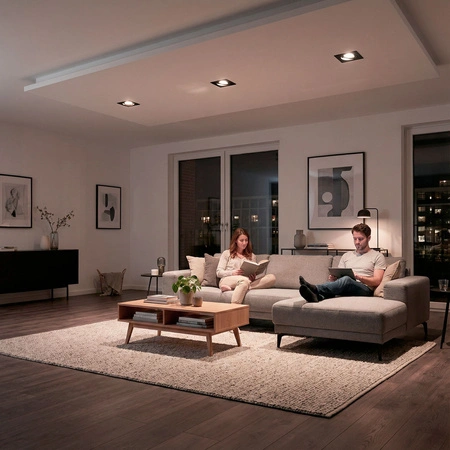 Halogenová Podhledové svítidlo GU10, MR16 Nastavitelná Čtvercová Černá CASSIO LUMILED