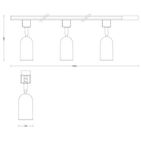 Sada závěsných světel pro autobusy 1m + 3x LED GU10 jednofázová černá EasyLink Shea Philips
