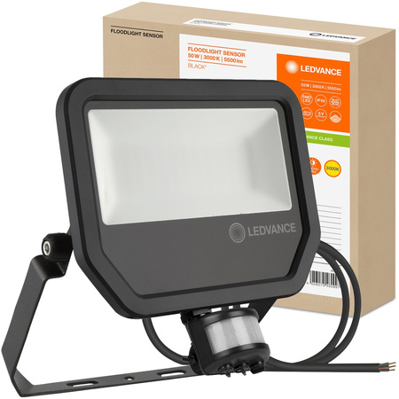 LED reflektor 50W 5500lm 3000K IP65 černý se senzorem pohybu a soumraku LEDVANCE Floodlight