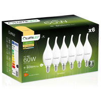 6x Žárovka LED E14, BA35 8W = 60W 806lm 3000K Teplá bílá 180° LUMILED
