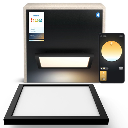 Panelové LED stropní svítidlo pro povrchovou montáž 30x30 cm 19W 1940lm IP20 White Ambiance TW Black Smart SMART Zigbee Bluetooth Aurelle Philips HUE