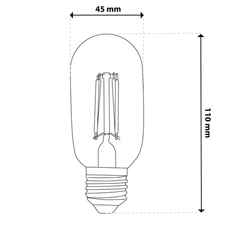 6x LED žárovka E27 T45 FILAMENT 4W = 40W 470LM 3000K teplá bílá 360° Decorative LUMILED