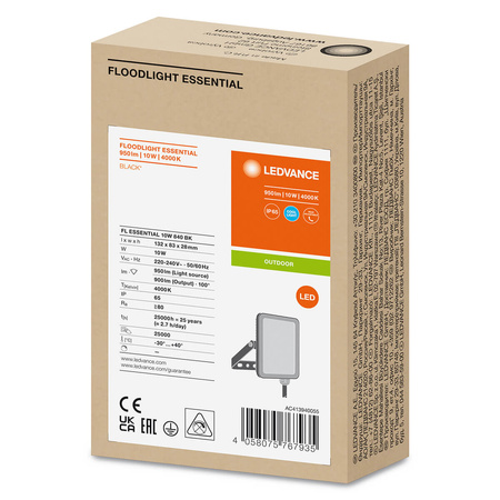 Reflektor LED 10W 4000K 900lm IP65 Černá LEDVANCE ESSENTIAL