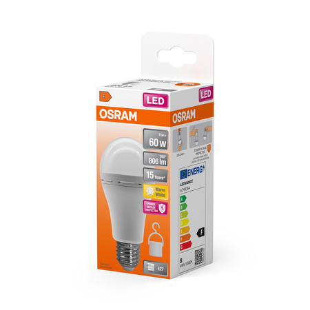 Dobíjecí LED žárovka A60 E27 8W = 60W 806lm 2700K Warm 180° Nouzové osvětlení NABÍJECÍ ŽÁROVKY Osram
