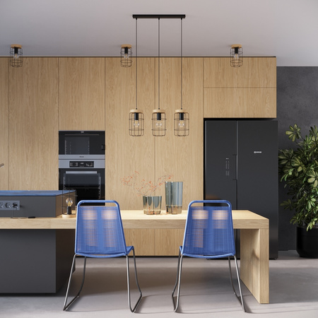 GOTTO 1 E27 Černá dřevěná průmyslová závěsná lampa SOLLUX