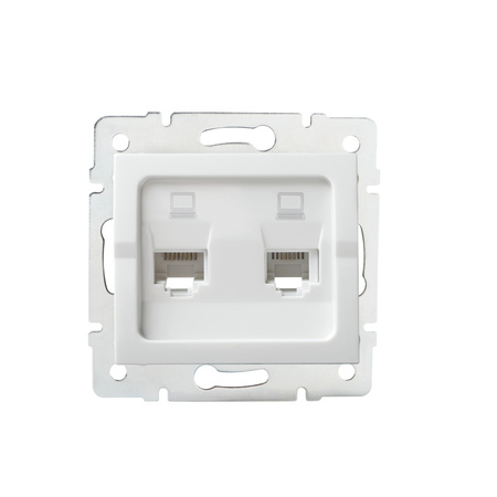 Počítačová zásuvka dvojitá nezávislá 2x RJ45 Jack Square White LOGI Kanlux