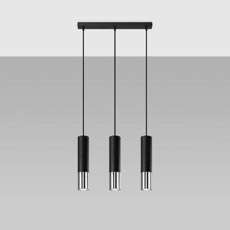 LOOPEZ 3L Závěsné stropní svítidlo 3xGU10 Elegant Black Chrome SOLLUX