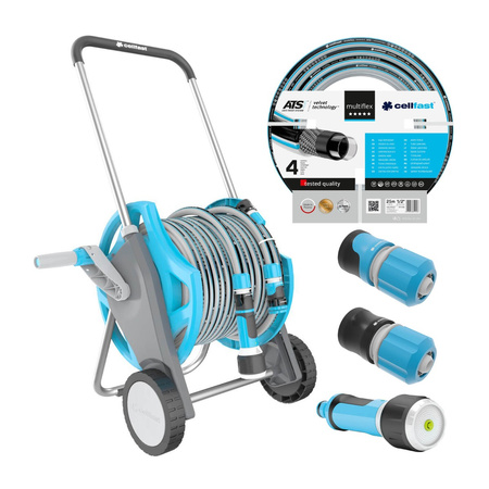Sada vozíku DISCOVER s hadicí MULTIFLEX 1/2" 25 m s koncovkami a pistolí ERGO CELLFAST