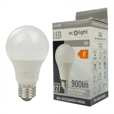 LED žárovka A60 E27 9W 900lm 4000K Neutral Ecolight