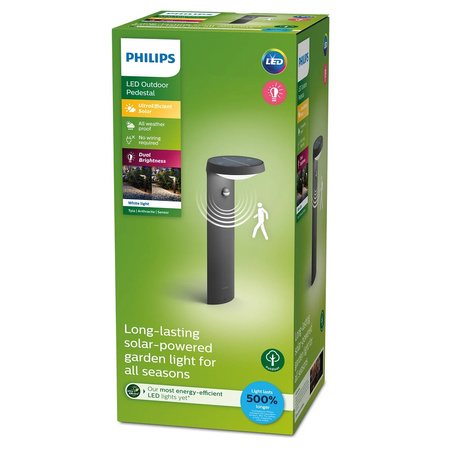 TYLA IR myGarden LED solární zahradní lampa 1.2W 3000K IP44 s tyčí se senzorem pohybu a soumraku 40cm PHILIPS