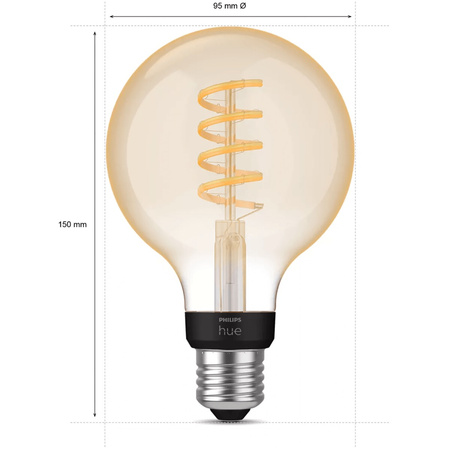 LED Globe E27 G95 7W CCT PHILIPS HUE White & Ambiance Filament Bluetooth Zigbee žárovka