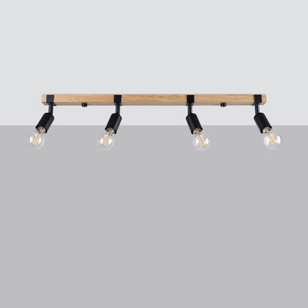 ZUCA 4 4xE27 Černé dřevěné moderní stropní svítidlo SOLLUX